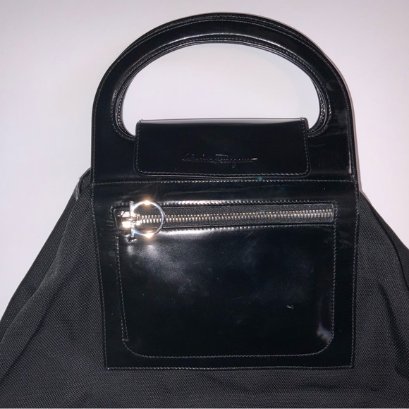 Vintage (Y2K) Salvatore Ferragamo Nylon and Leather Tote